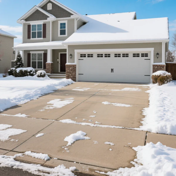Driveway with a dusting of snow