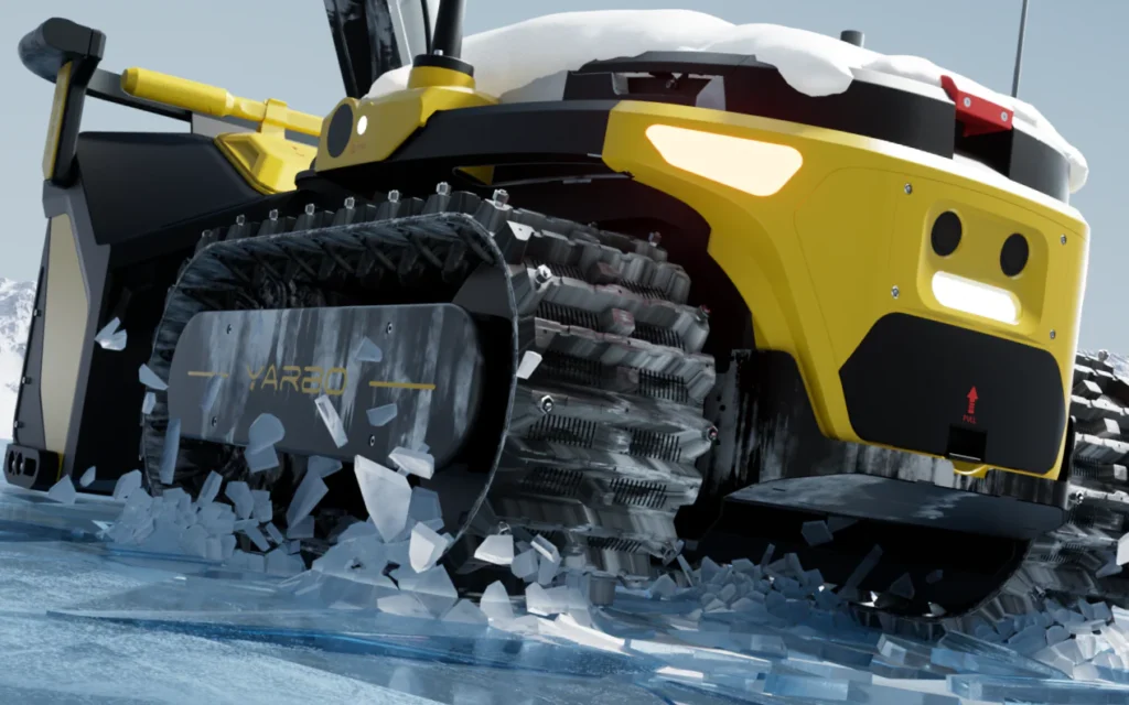 Yarbo snow blower's non-slip studded treads